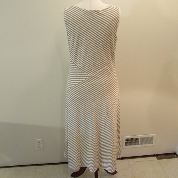 Cut Loose Cotton/Linen Tan/White Striped Tank Maxi - Picture 9 of 16
